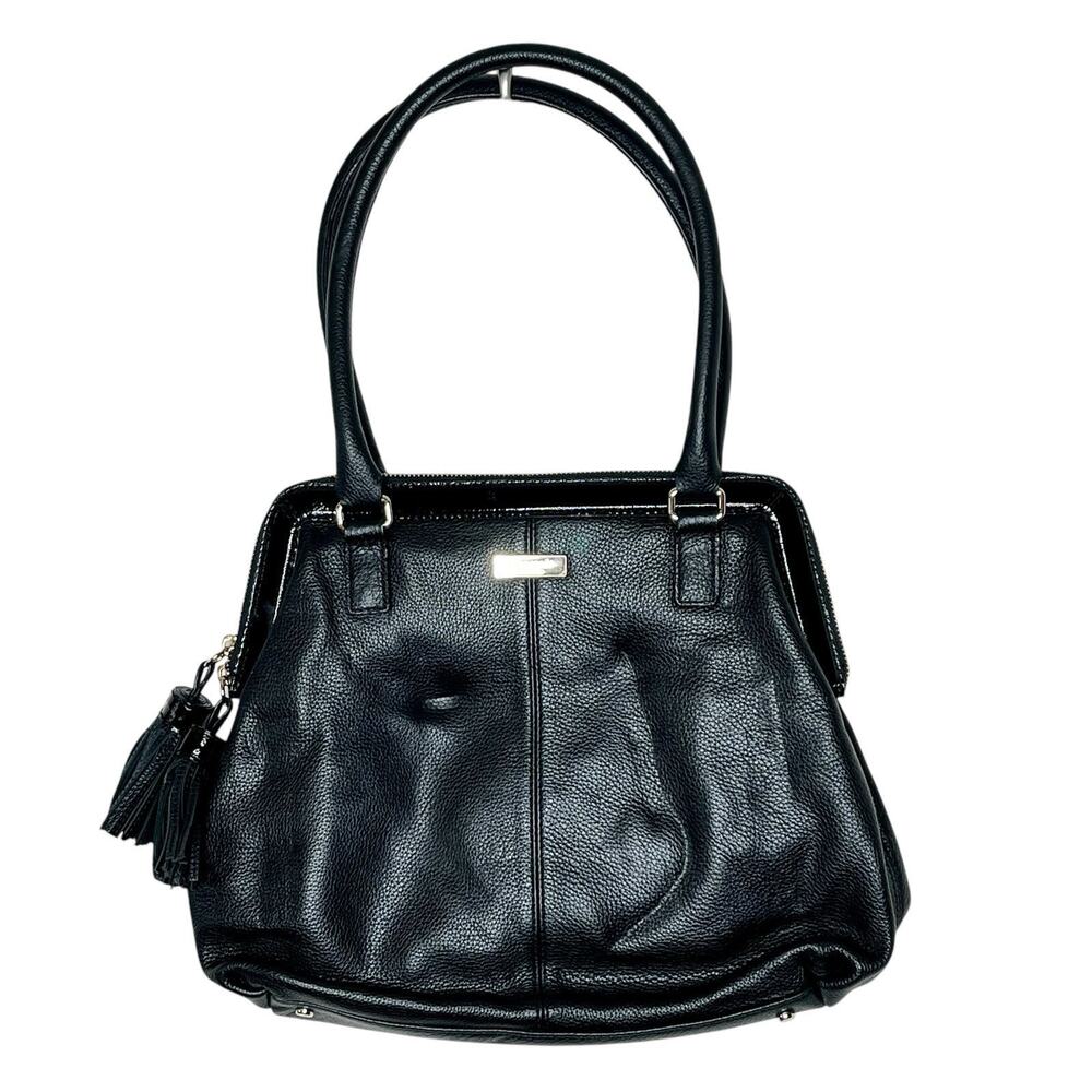 Kate Spade Ashlyn Belltown Satchel Handbag Black Tasseled Pebbled Leather